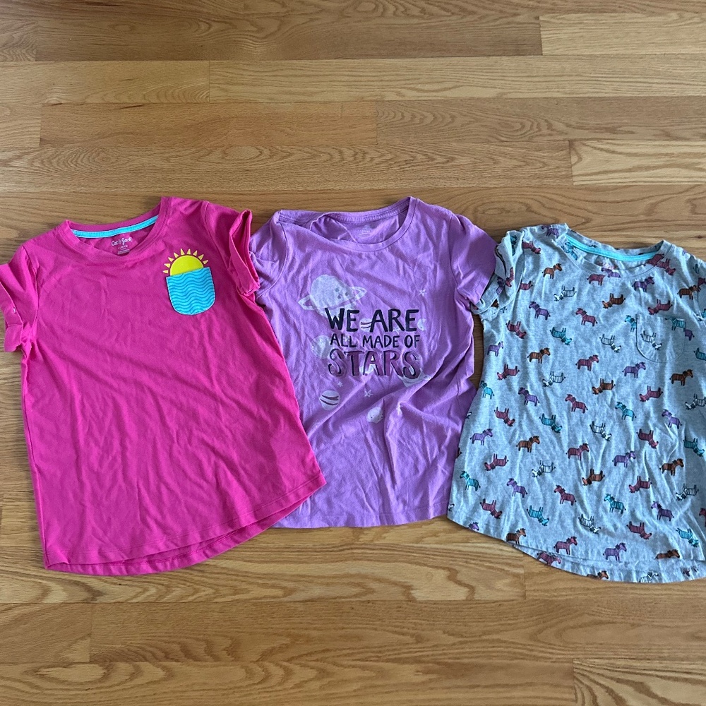 *3* Cat & Jack Girls Short-Sleeve Graphic Tees L (10/12)